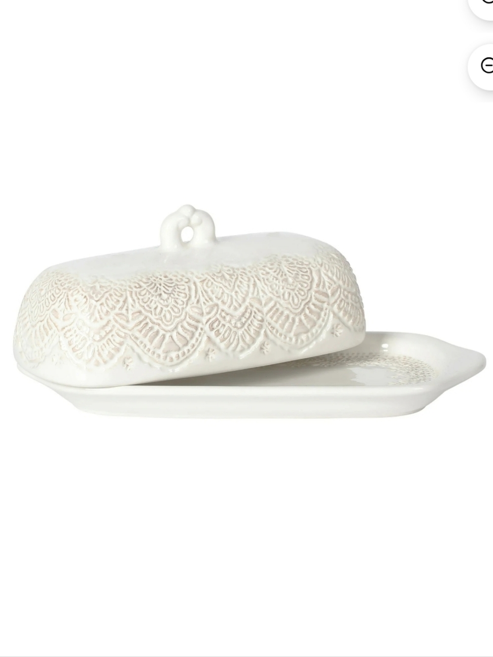 New The Pioneer Woman White Lace-Embossed Ceramic Butter Dish